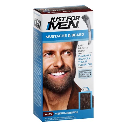 Image for Just For Men Easy Brush-In Color, Mustache & Beard, Medium Brown M-35,1ea from Mikes Pharmacy