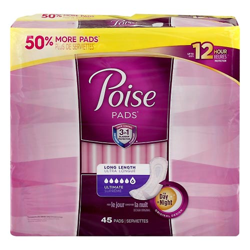 Image for Poise Pads, Ultimate, Original Design, Long Length,45ea from Mikes Pharmacy