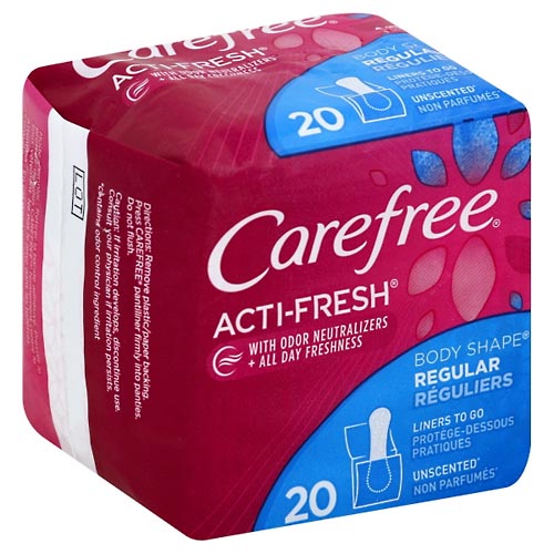 Image for Carefree Liners, Body Shape, Unscented, Regular,20ea from Mikes Pharmacy