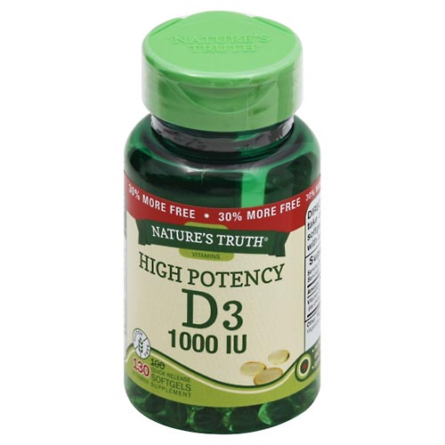 Image for Natures Truth Vitamin D3, 1000 IU, Quick Release Softgels,130ea from Mikes Pharmacy